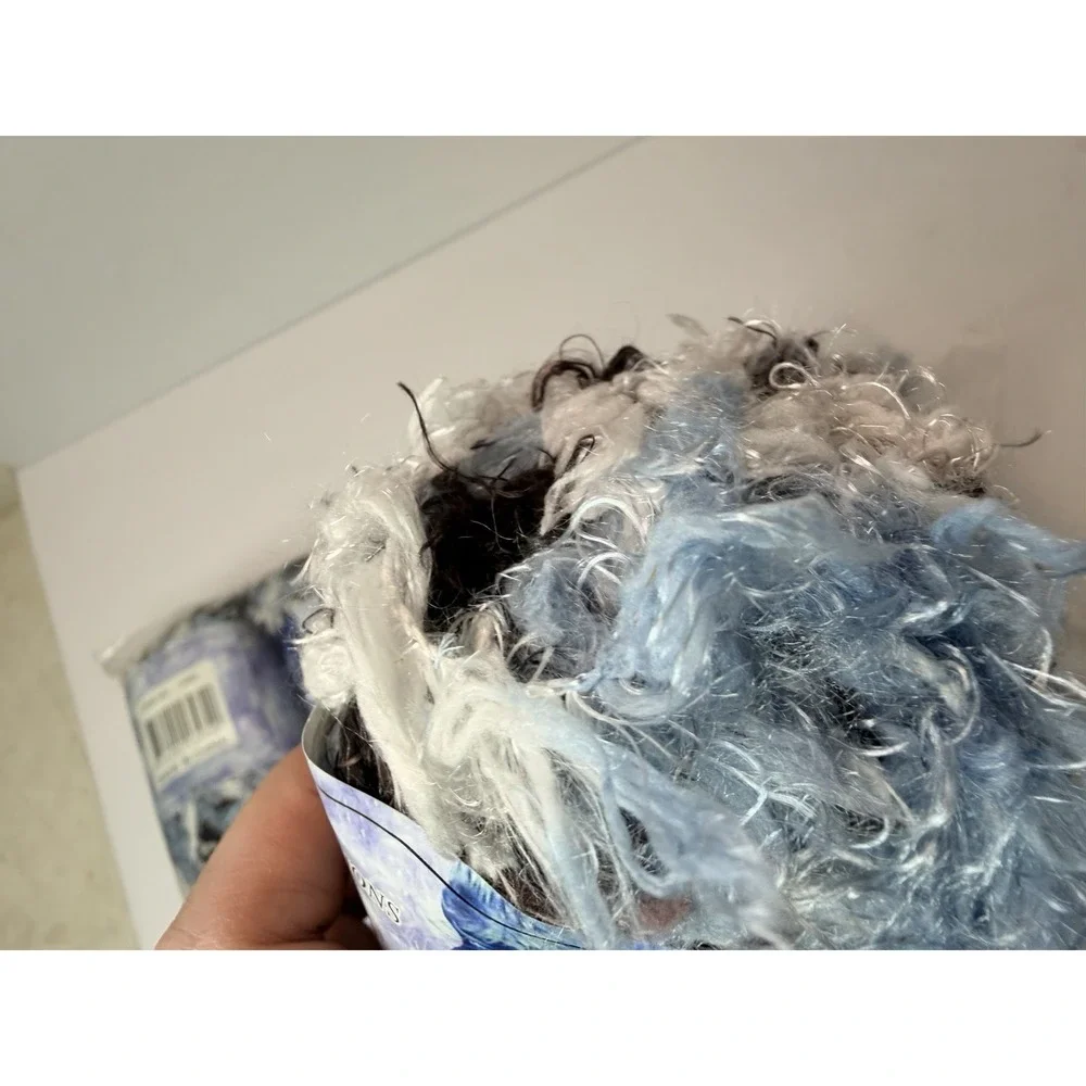 Knitting Yarn 100% Polyester Micro-fiber Black White‎  Blue Eyelash Yarn Lot 10
